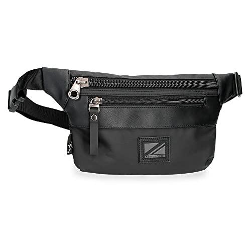 Pepe Jeans Straps Płaski pasek na pasek Czarny 25x15x2,5 cms Poliester z syntetycznymi detalami skóry, czarny, Riñonera Plana, Płaska opaska na ramię