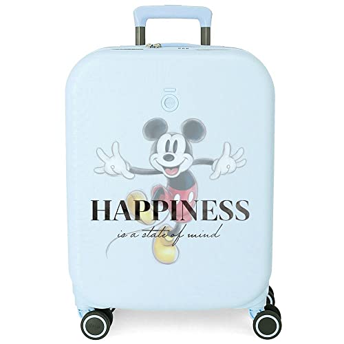 Disney Mickey Happiness Walizka kabinowa Niebieski 40x55x20 cms Twarde ABS Zamknięcie TSA Wbudowany 37L 2,74 kg 4 koła Bagaż ręczny, niebieski, Maleta, Walizka kabinowa
