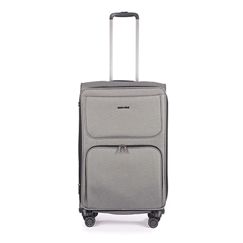 Stratic Bendigo Light+ miękka walizka podróżna na kółkach, zamek TSA, 4 kółka, możliwość rozszerzenia, Silver, 72 cm, M