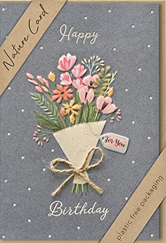 Kartka urodzinowa Nature Card Handmade - malowane kwiaty 11,6 x 16,6 cm
