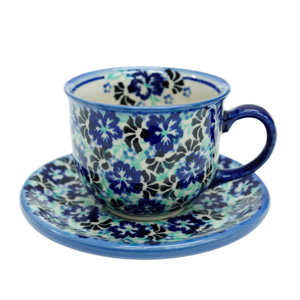 Ceramiczna filiżanka ze spodkiem Ceramika Bolesławiec