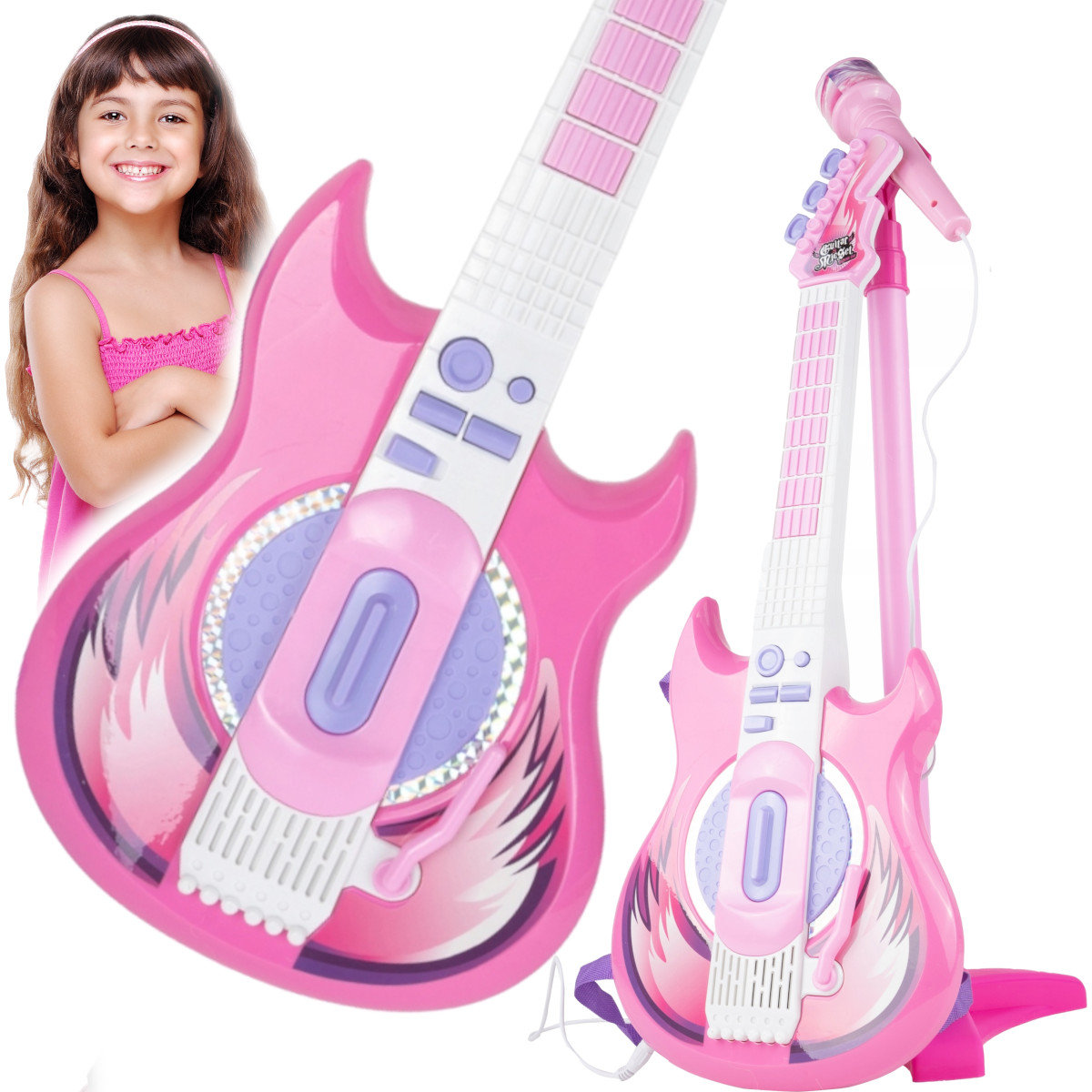 GITARA ELEKTRYCZNA MIKROFON KARAOKE DLA DZIECI U985