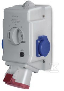 Scame Gniazdo natynkowe OPTIMA-COMBI 3P+N+E 16A + 2x230V z przełącznikiem L-0-P