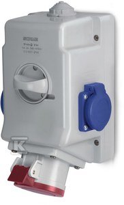 Scame Gniazdo natynkowe OPTIMA-COMBI 3P+N+E 16A + 2x230V z wyłącznikiem 0-1