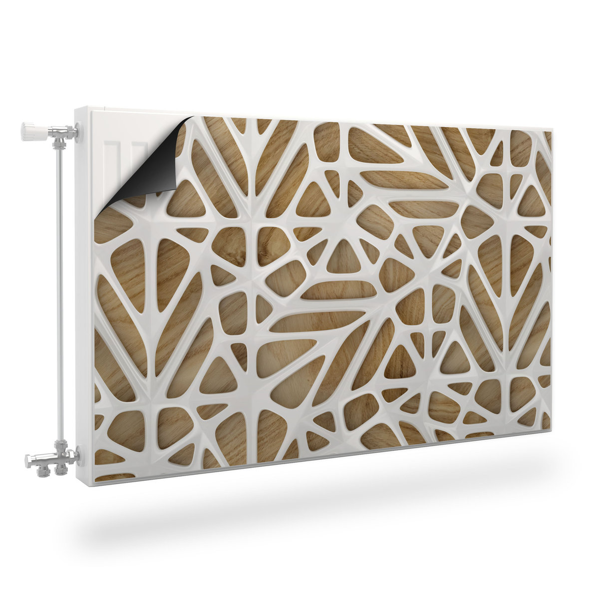 MASKOWNICA Magnetyczna Kaloryfera Biała Abstrakcja Drewno 120cm x 60cm