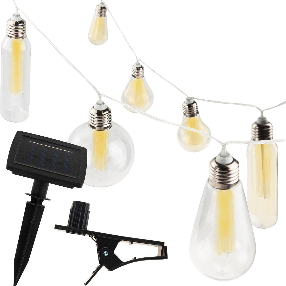Lampki Solarne Girlanda Ogrodowa Żarówki Loft 7Led