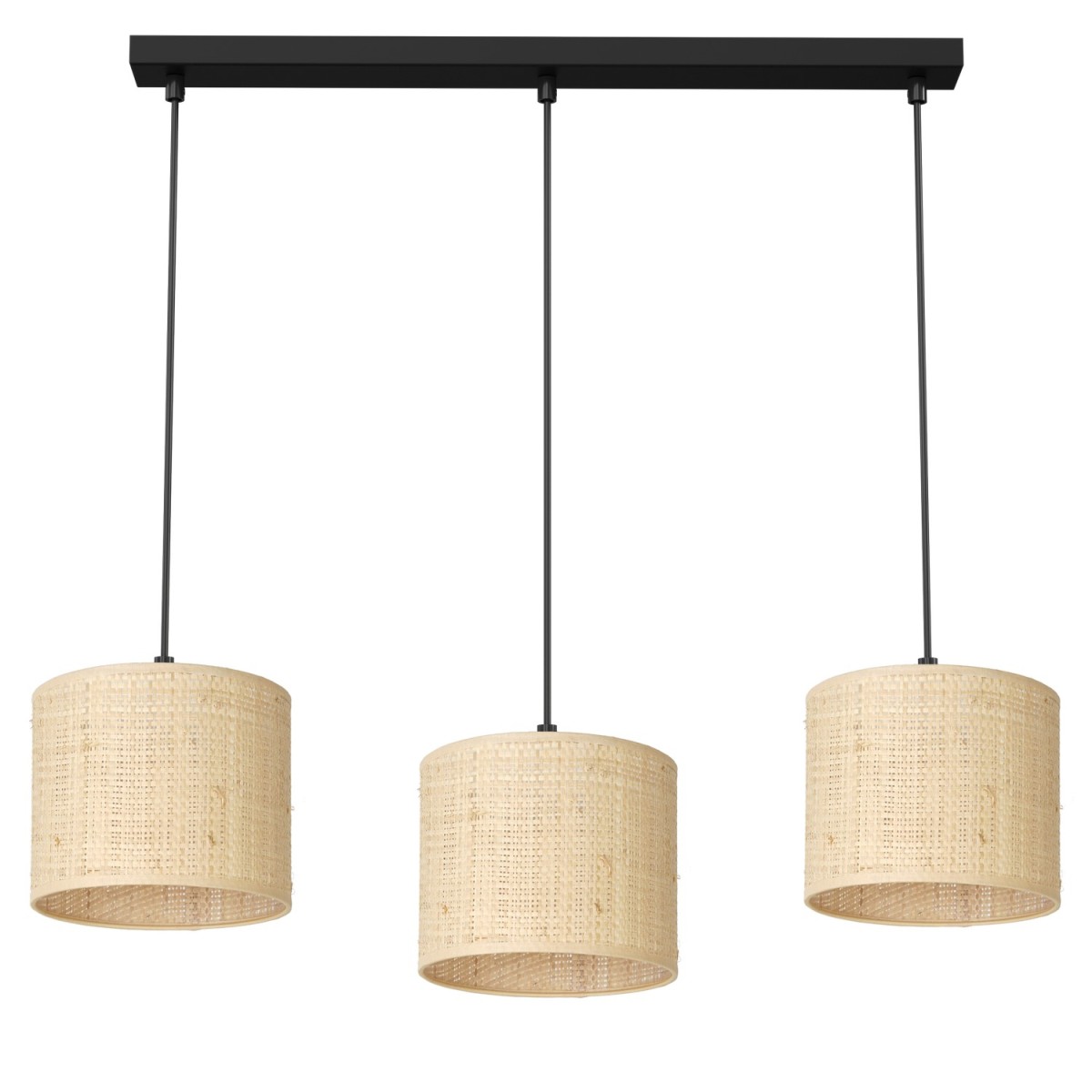 Lampa wisząca z trzema abażurami, w stylu boho LX 5281 z serii RATTAN