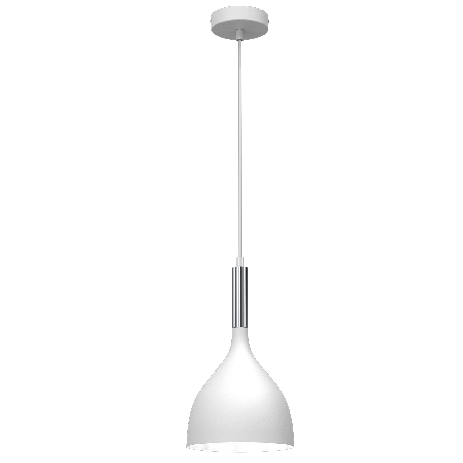 Biało-srebrna lampa wisząca, do sypialni LX 3899 z serii NOAK
