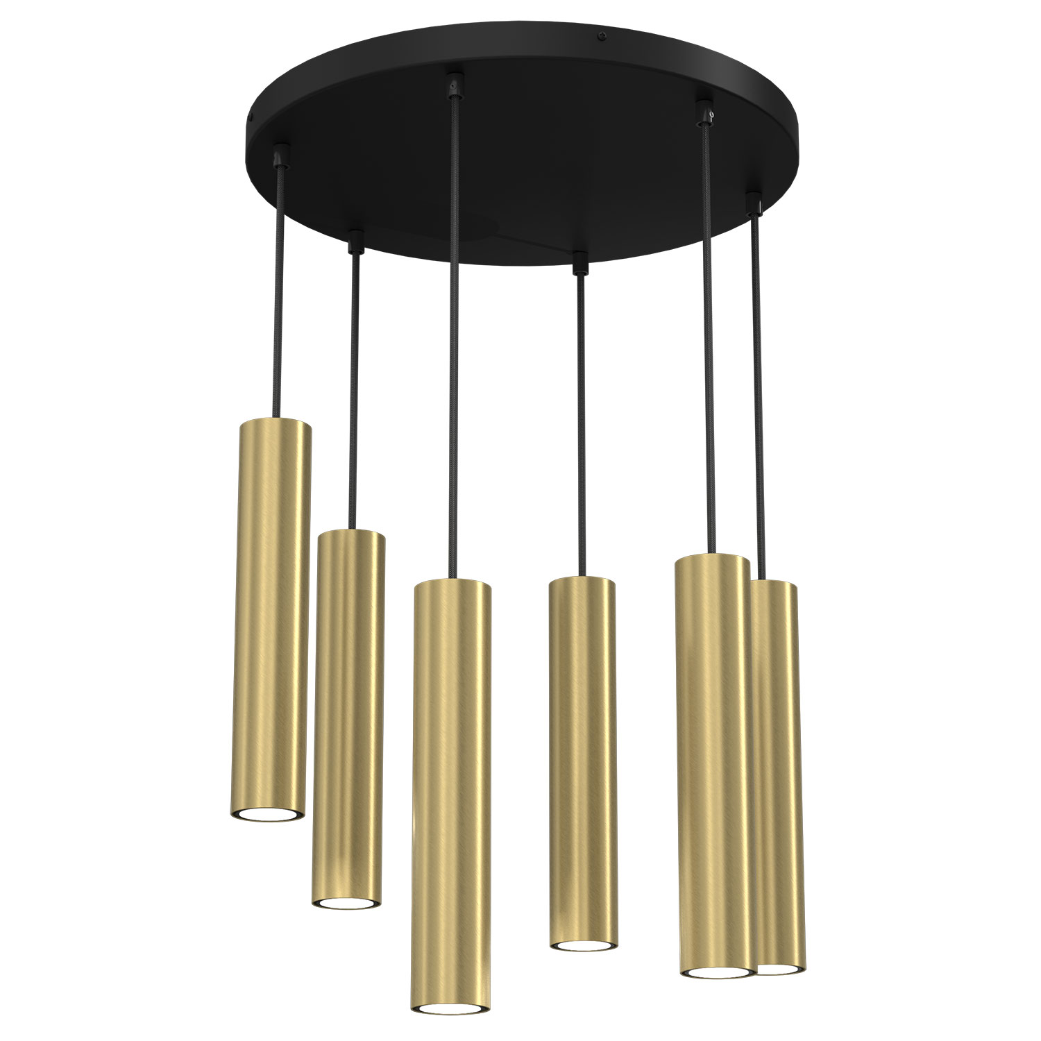 Złota lampa wisząca, sześć punktów świetlnych LX 0119 z serii RAITO