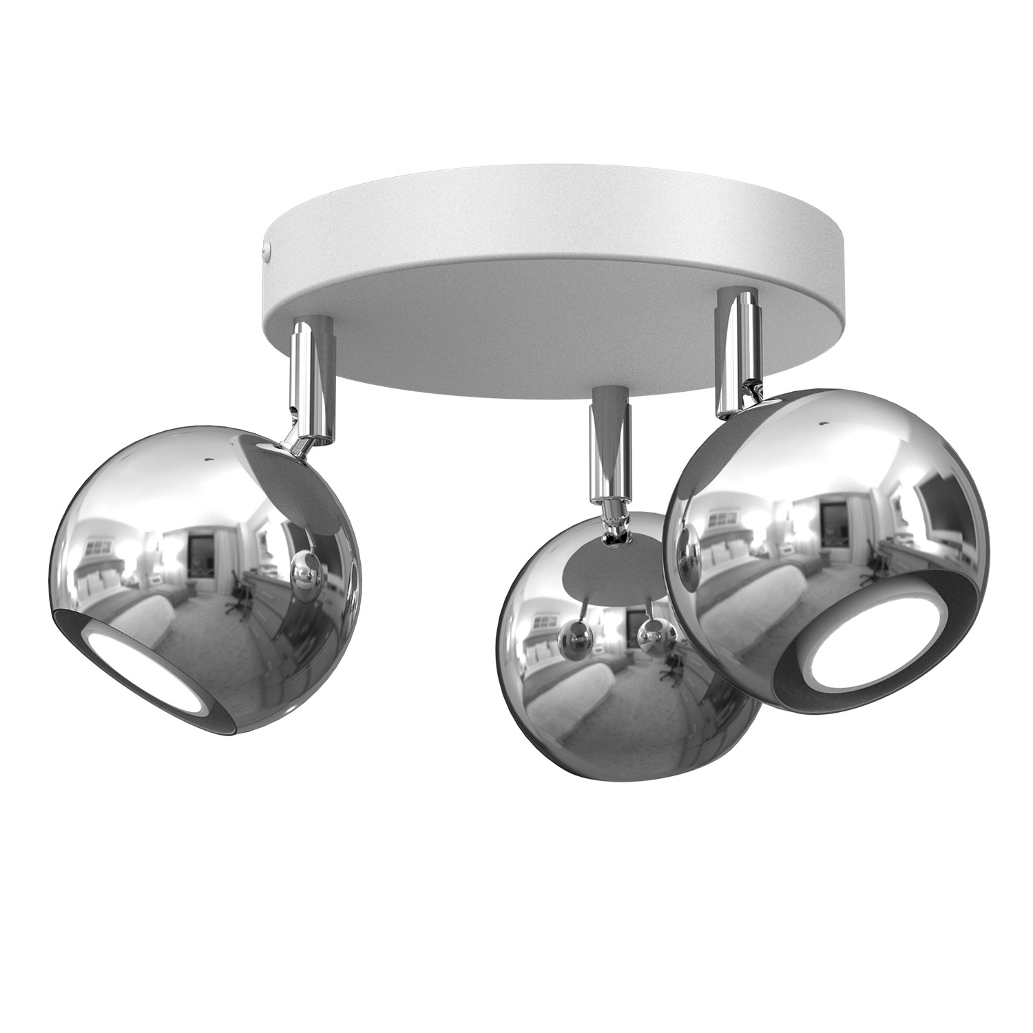 Okrągła, biała lampa sufitowa z reflektorami LX 4092 z serii COMET