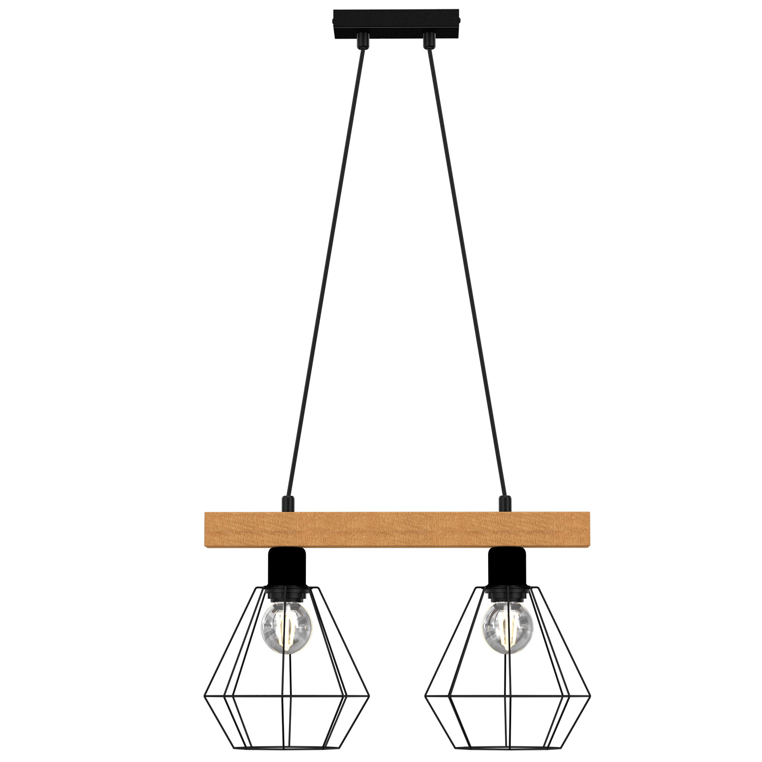 Czarna lampa wisząca na dwa źródła światła LX 4102 z serii VASTRA