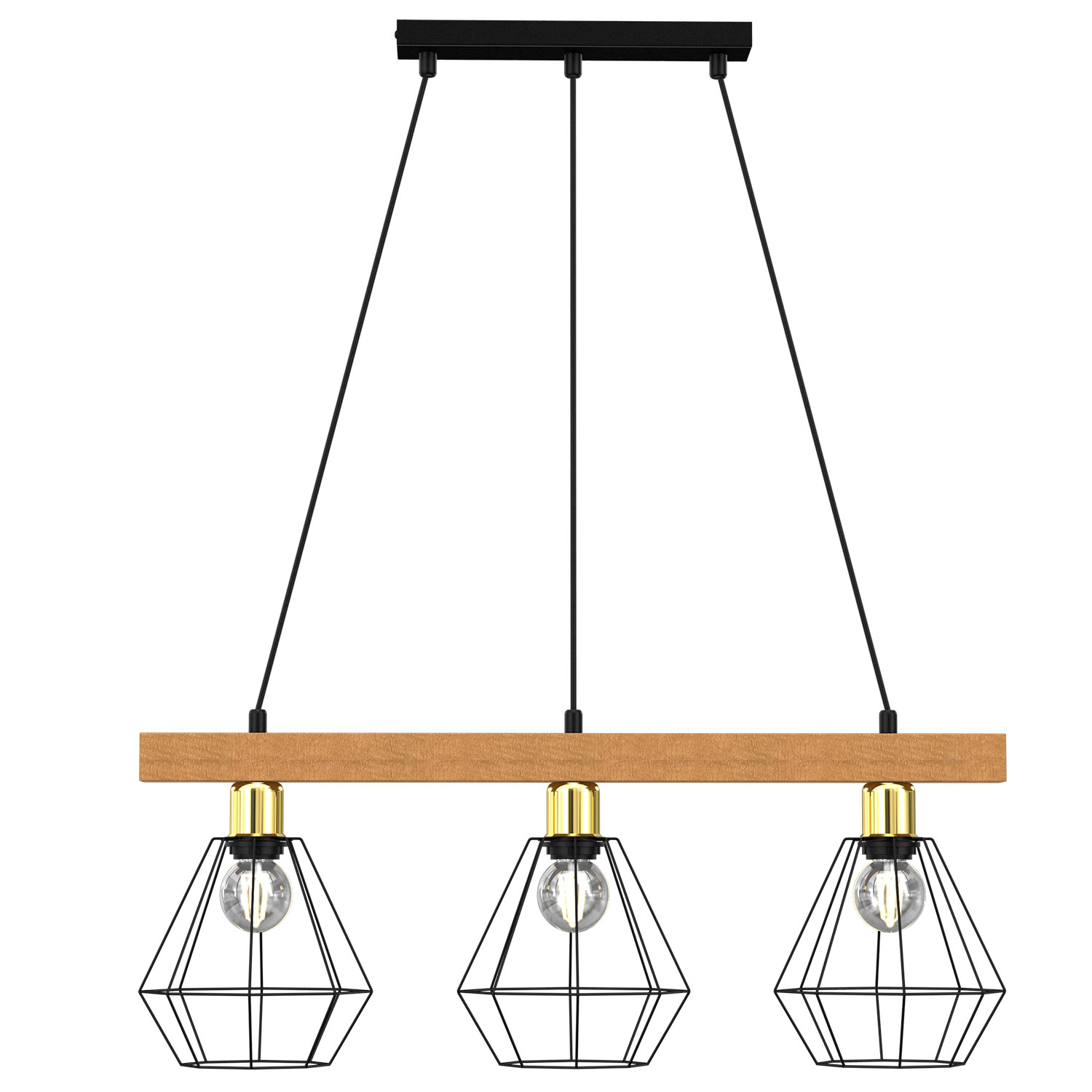 Potrójna lampa wisząca, czarny, druciany klosz LX 4106 z serii VASTRA