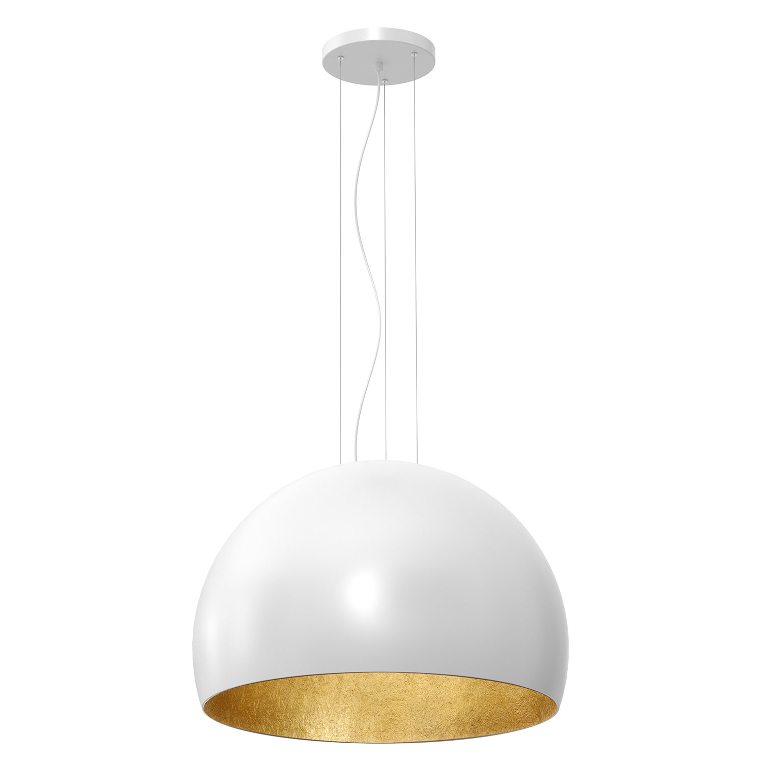 Biało-złota lampa wisząca z kulistym kloszem LX 1679 z serii COMPO