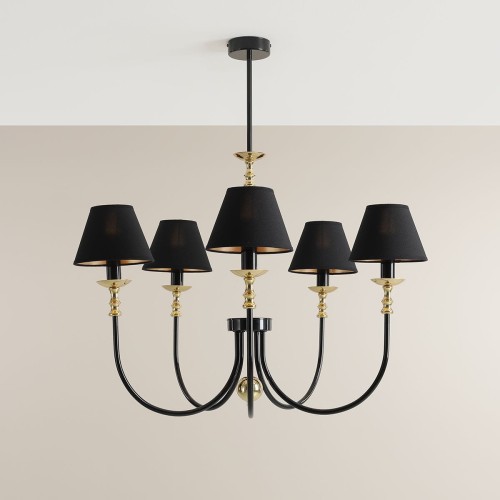 Lampa wisząca Roma 5 1118F1 Aldex nad stół glamour czarna