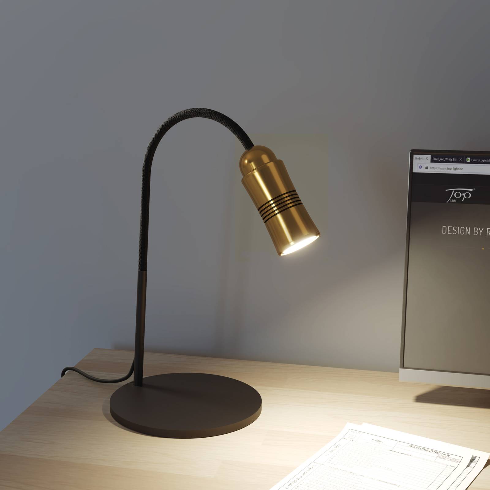 Neo! Table lampa stołowa LED mosiądz/czarna