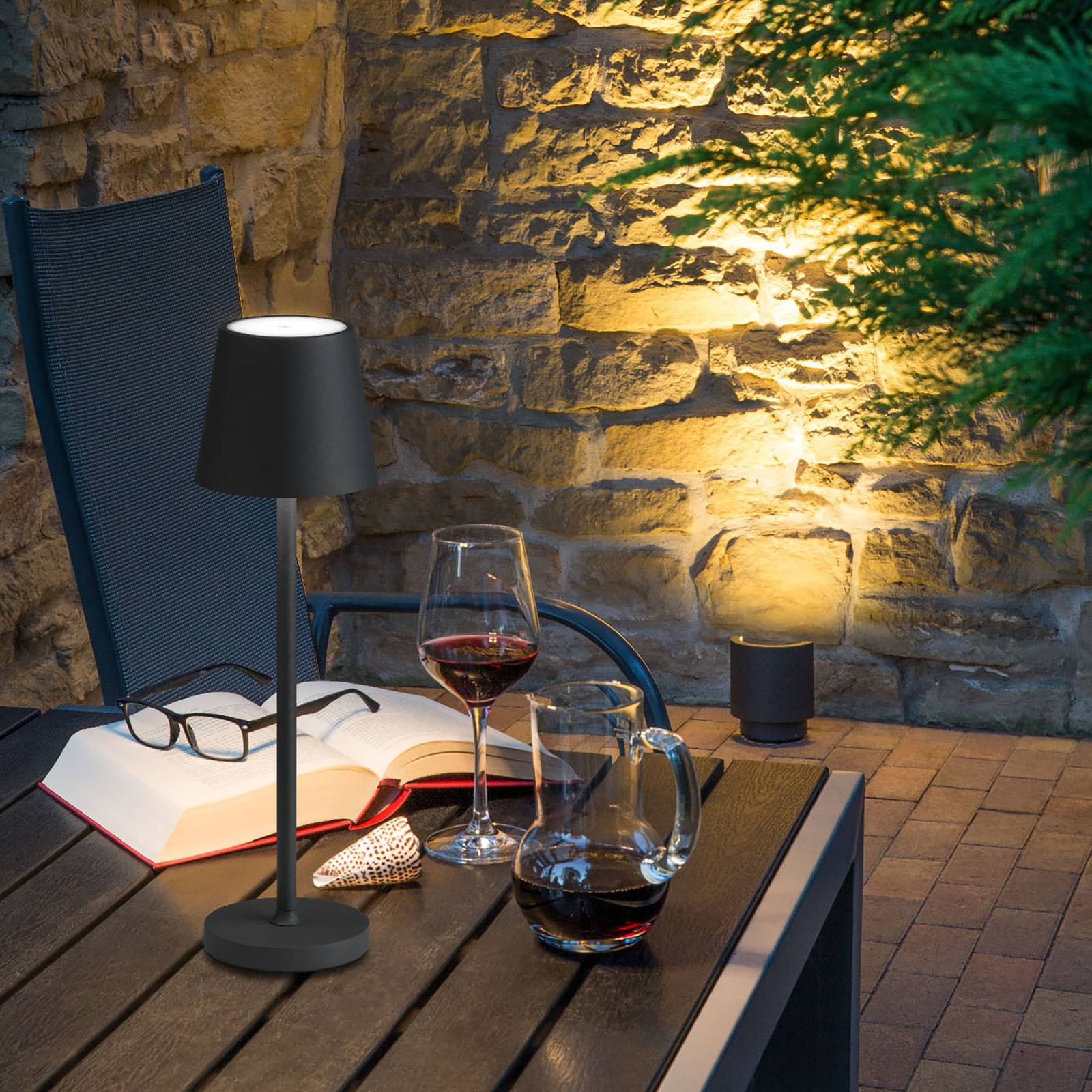Lampa stołowa LED 5099, akumulator, IP54, srebrny