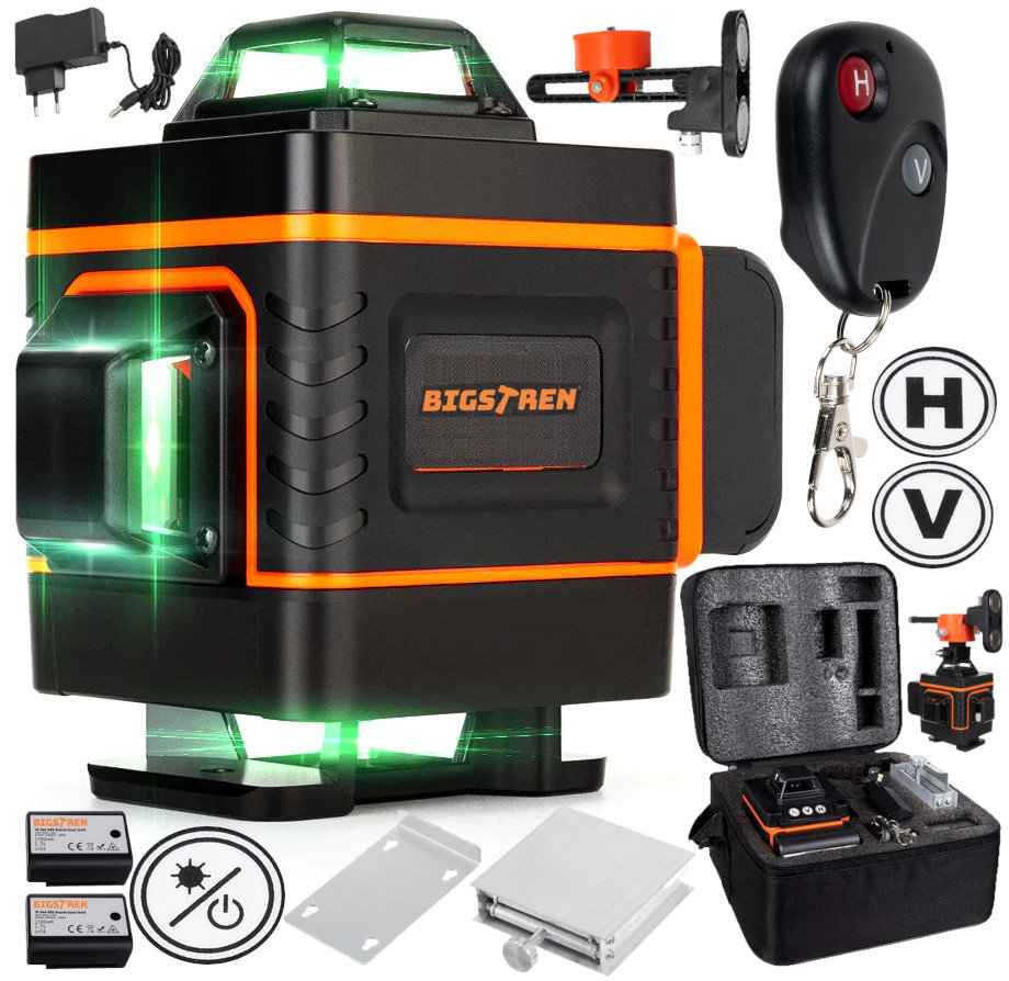 Poziomica Laserowa 360° Laser Krzyżowy 4D Zestaw O242