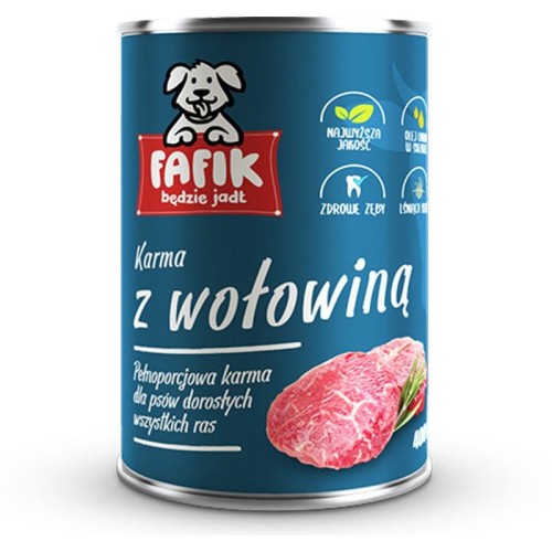 karma mokra z wołowiną dla psów 400g