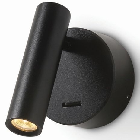 Natynkowy kinkiet Kent 633001303 Elkim LED 3W 6000K z włącznikiem czarny