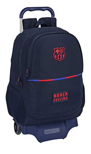 Safta F.C. BARCELONA korporacyjny plecak szkolny z wózkiem, idealny dla dzieci w różnym wieku, wygodny i wszechstronny, jakość i wytrzymałość, 33x15x43 cm, granatowy, Granatowy, Estándar, Casual