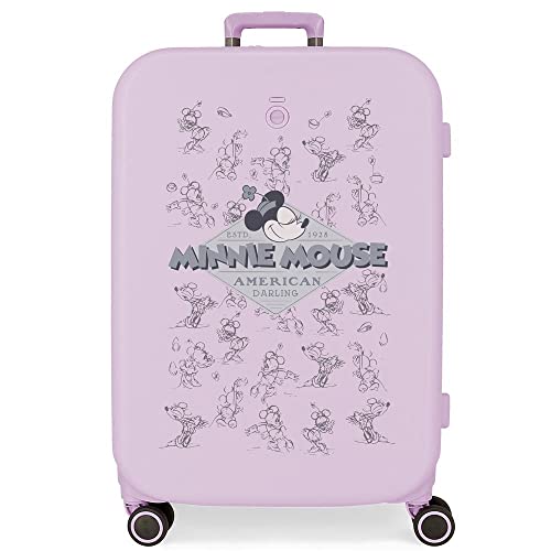 Disney Minnie Happiness Walizka średniej wielkości Fioletowy 48x70x28 cms Twarde mocowanie ABS Wbudowany 79l 4,32 kg 4 Koła Podwójne, Fioletowy, Maleta mediana, średnia walizka