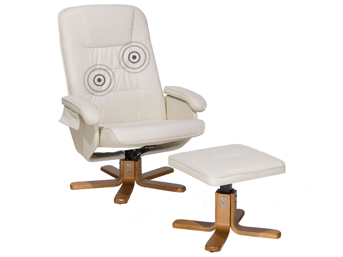 Beliani Krzesło biurowe beżowe z podnóżkiem skóra ekologiczna funkcja masażu R