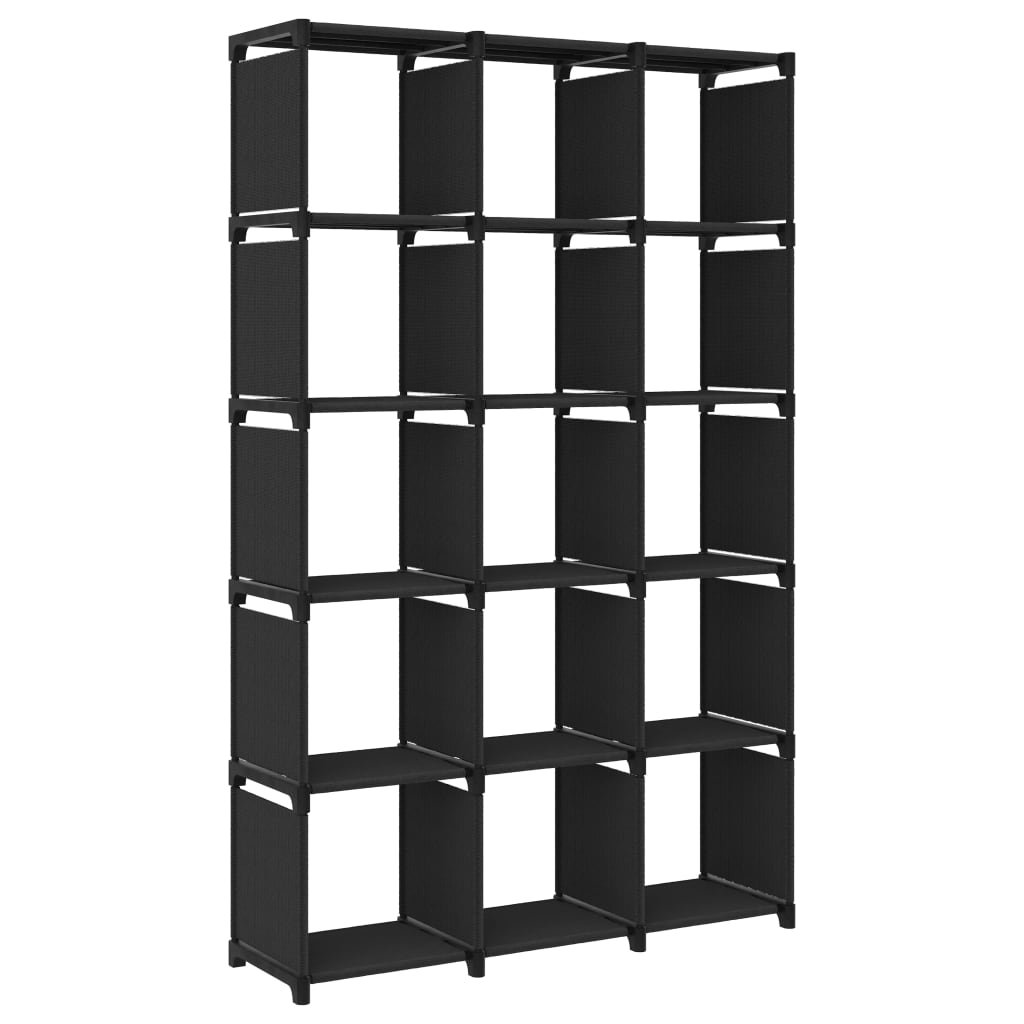 vidaXL Regał z 15 przegrodami, czarny, 103x30x175,5 cm, tkanina