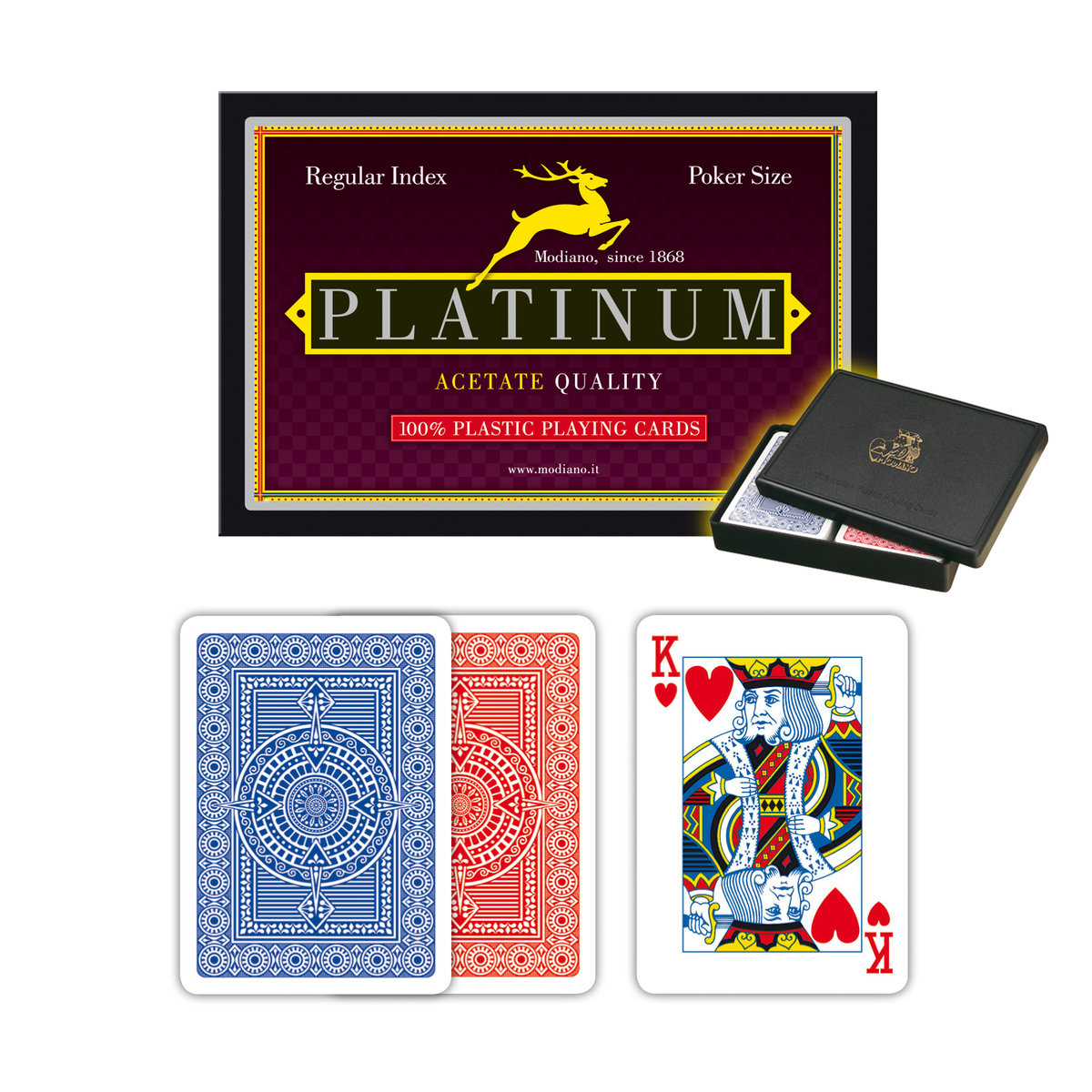 Modiano, karty Platinum Regular Index Poker Size X2