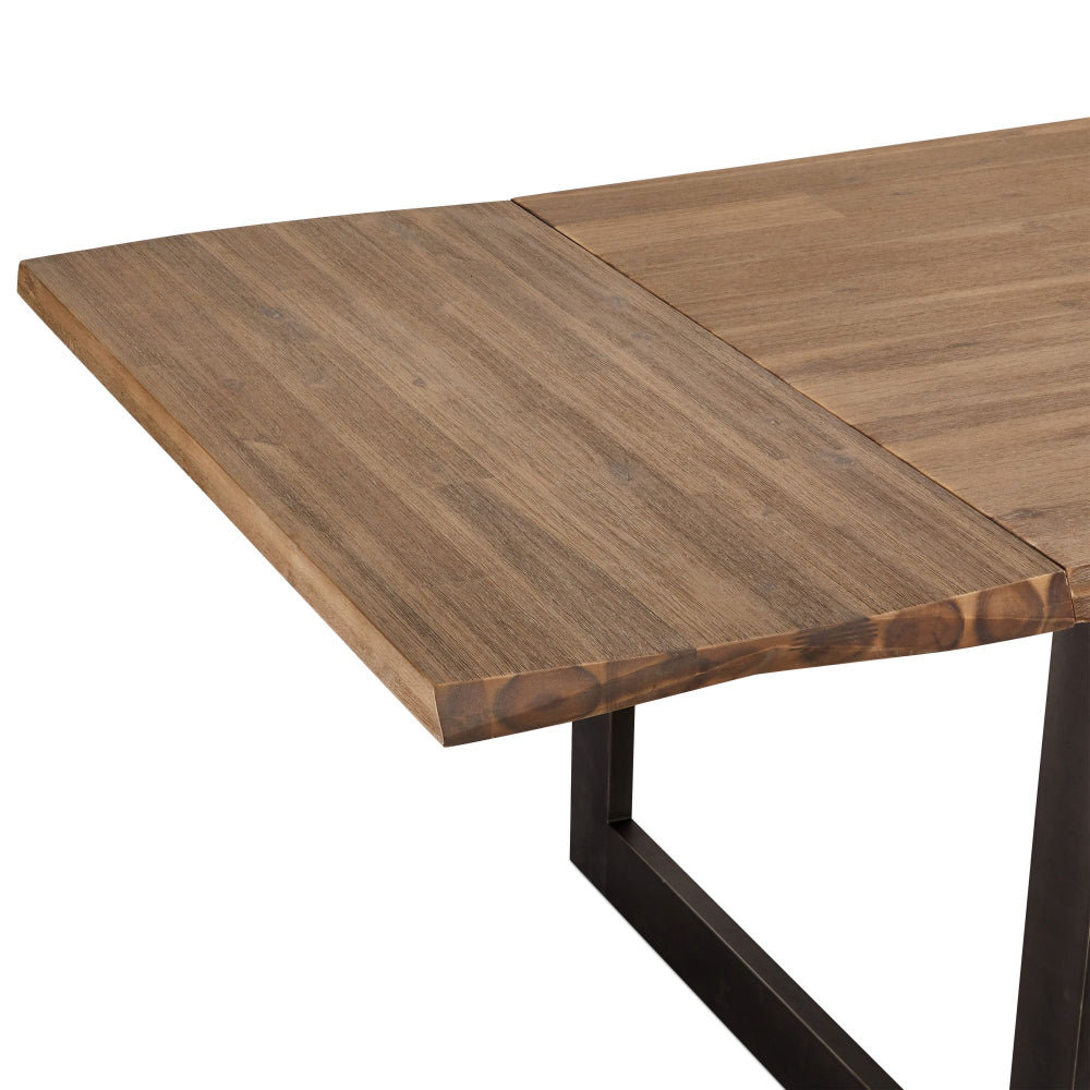 Ibbe Design Prostokątny Blat Stolu z Naturalną Krawędzią Mallorca na Wydłużenie Stołu Mallroca, Brązowy, Drewno (Akacja), Metal, Drewniany Stół Kuch..