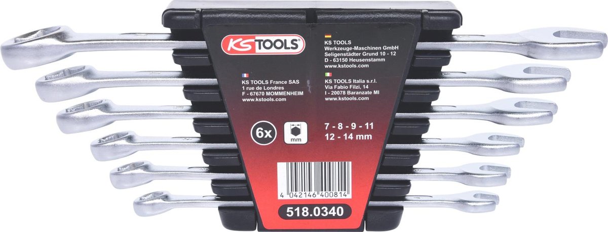 KS Tools Zestaw kluczy  system hamowania otwór wentylacyjny, 6-częściowy, 518.0340 4042146400814