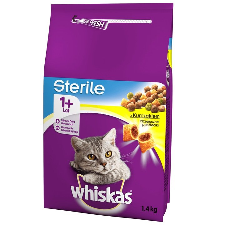 Whiskas Sucha Sterile Kurczak 1,4kg