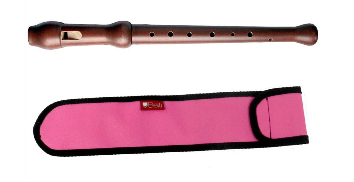 Flet prosty - sopran Mat Max JANKO Renesansowy + pokrowiec różowy
