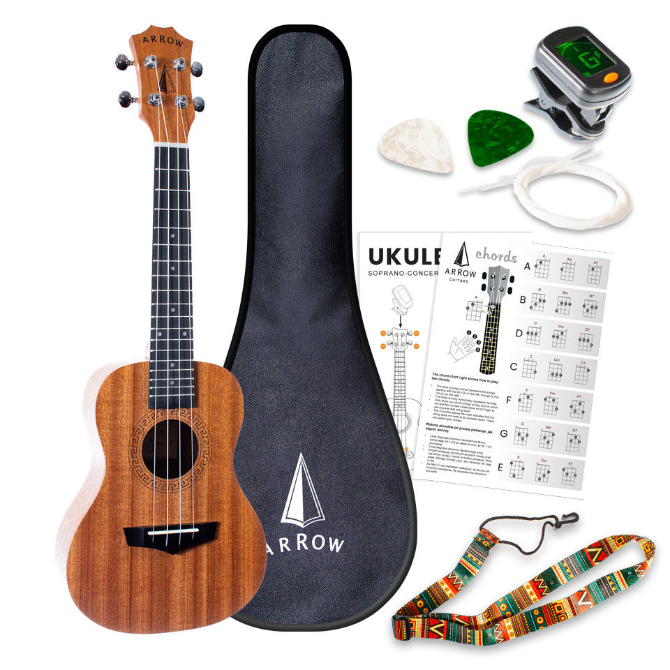 Arrow Arrow MH10 Mahogany Concert Ukulele Set - Ukulele z akcesoriami