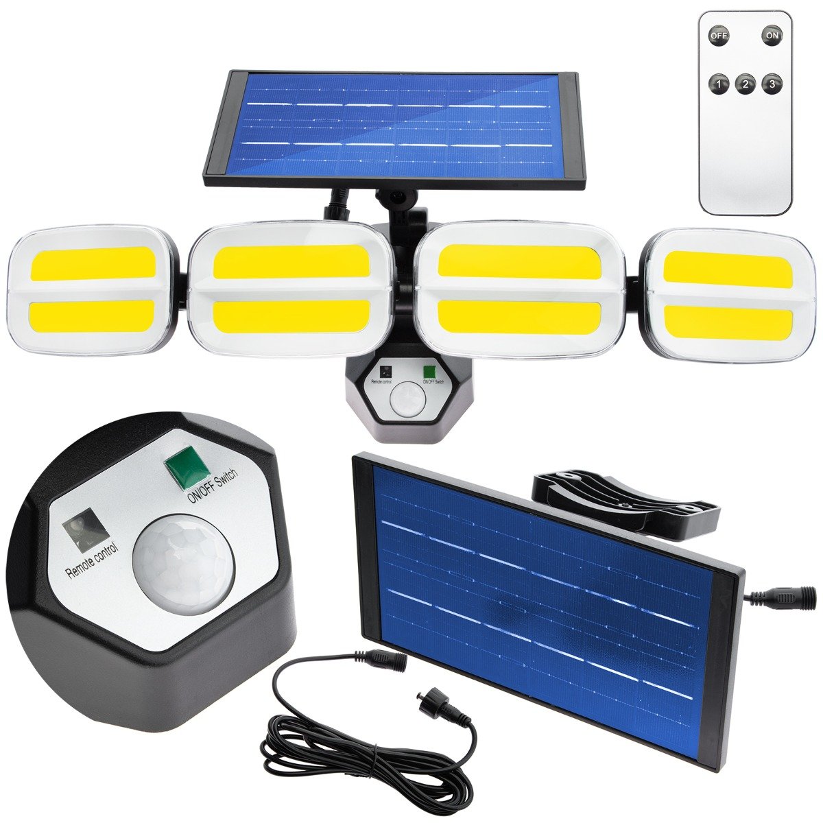 Naświetlacz - halogen LED Solarny 40W z pilotem - Czarny - Biały zimny 6500K)