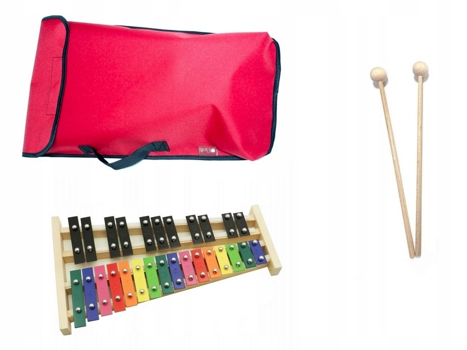 Dzwonki Chromatyczne Mat Max 27-tonowe kolorowe z pokrowcem czerwony