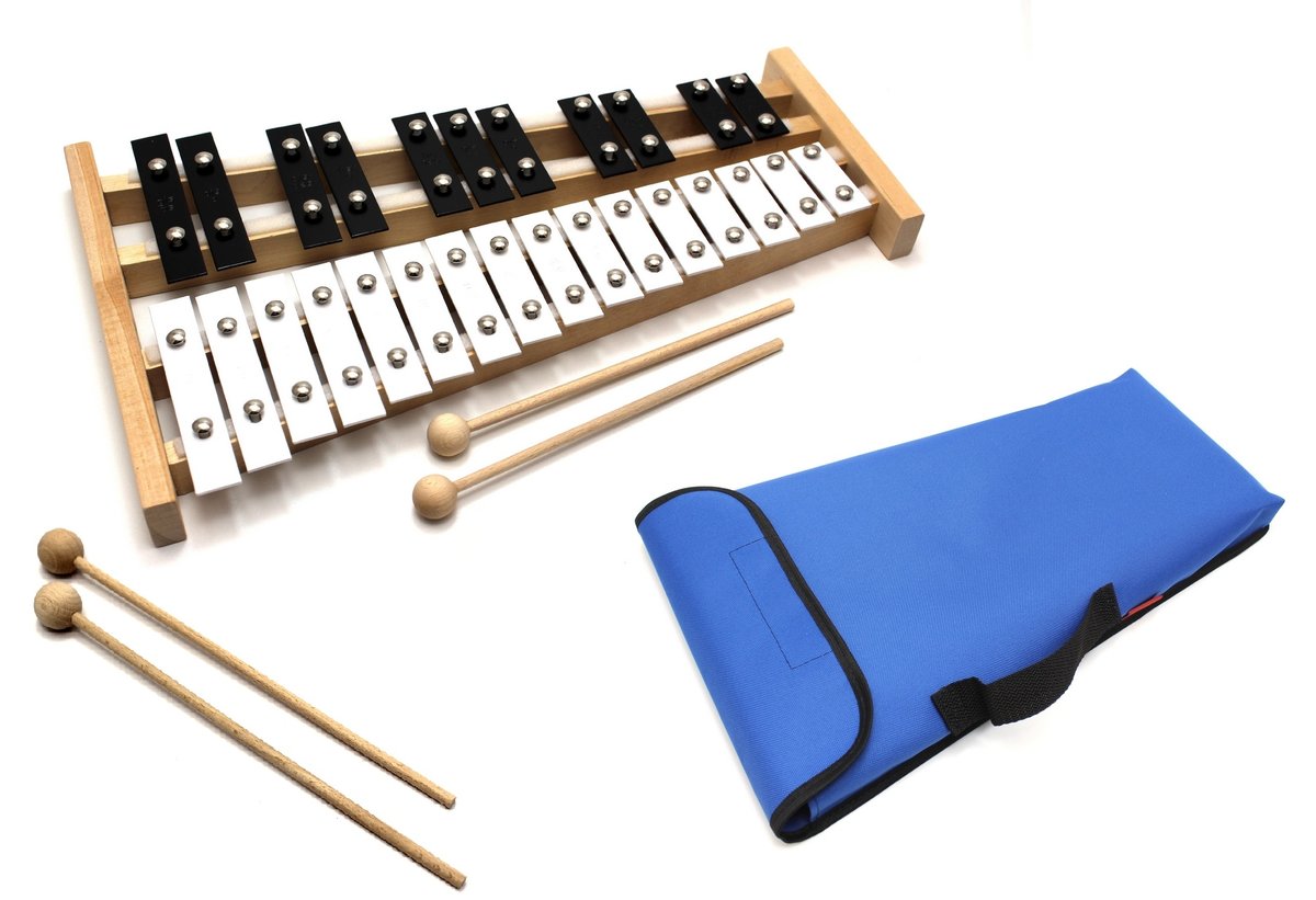 DZWONKI Chromatyczne CYMBAŁKI + POKROWIEC + 4 pałki niebieski