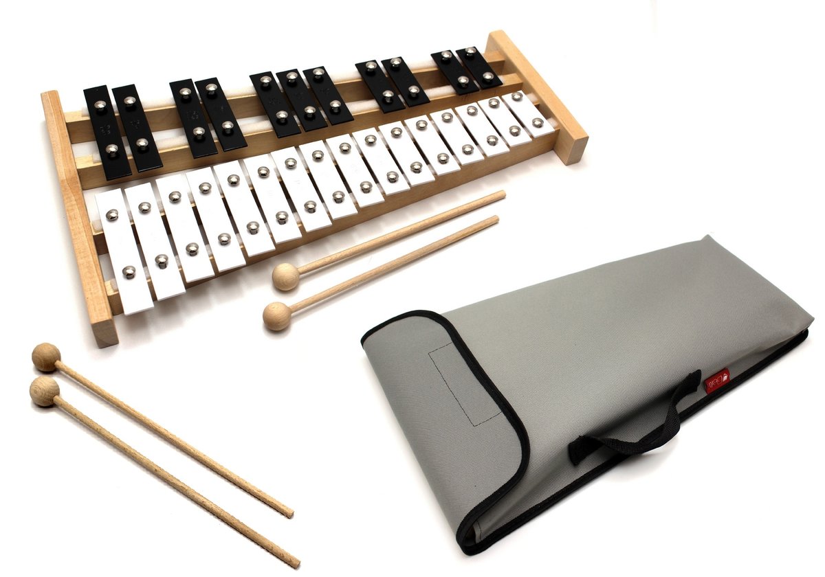 DZWONKI Chromatyczne CYMBAŁKI + POKROWIEC + 4 pałki szary