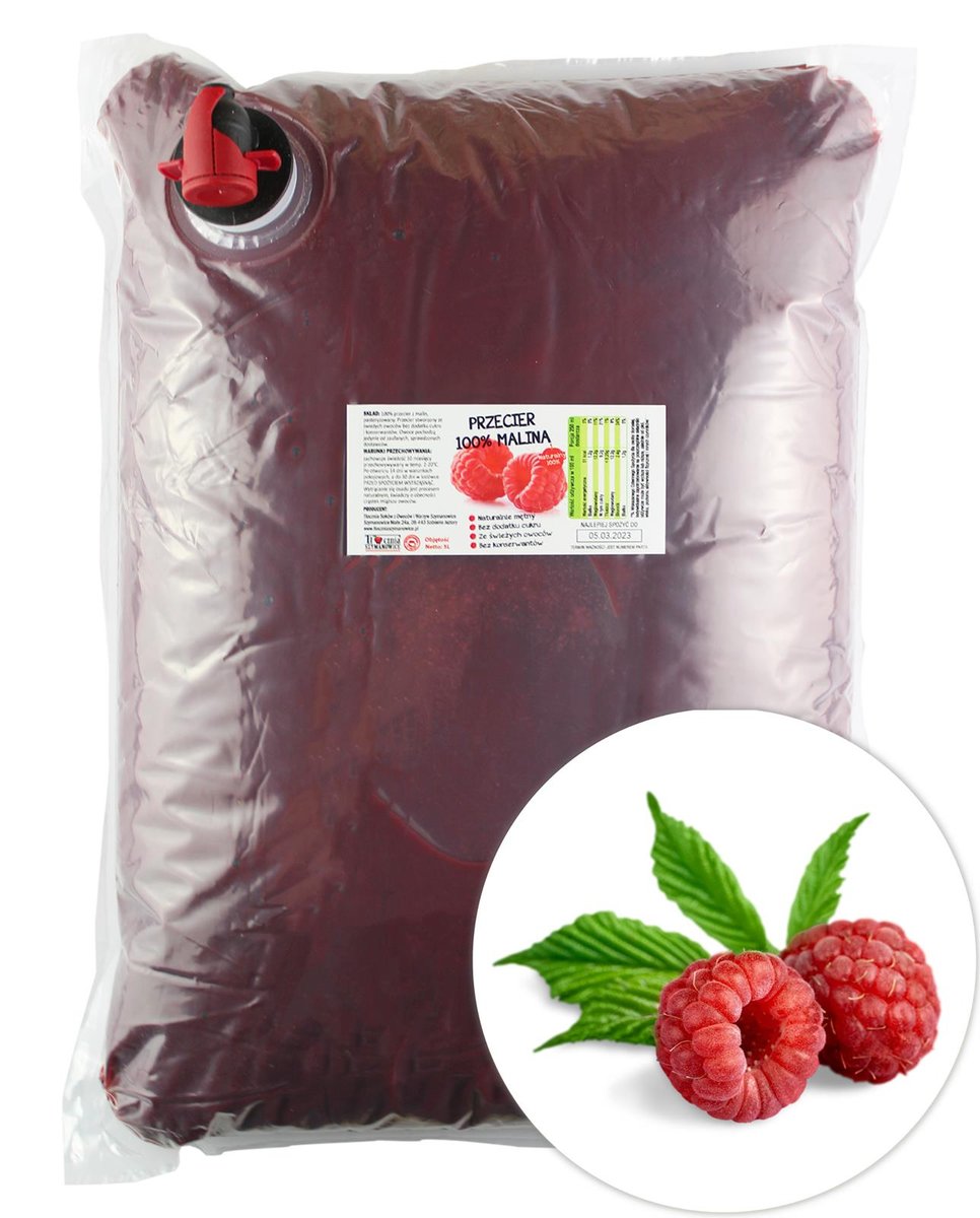 Przecier malinowy - Pulpa malinowa 100% 5L