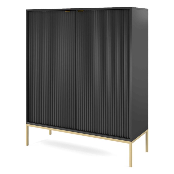 Komoda NOVA K104 Czarna / rama złota