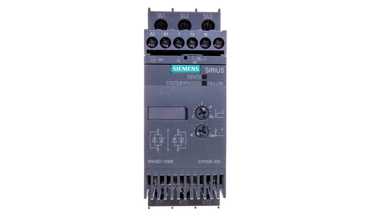 Siemens Softstart 3-fazowy 200-480VAC 32A 15kW400V Uc-24V ACDC S0 3RW3027-1BB04 3RW3027-1BB04