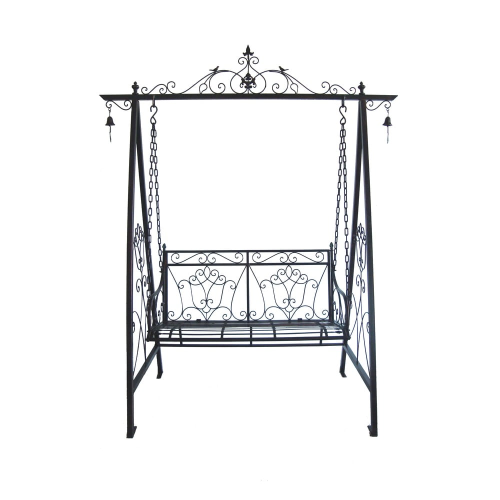 Czarna metalowa huśtawka ogrodowa Kari – Garden Pleasure