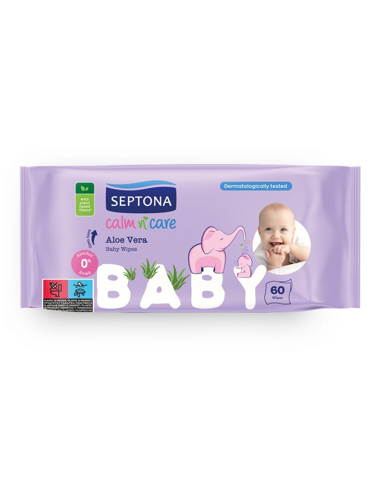 Septona Baby Chusteczki nawilżane z aloesem 60 sztuk
