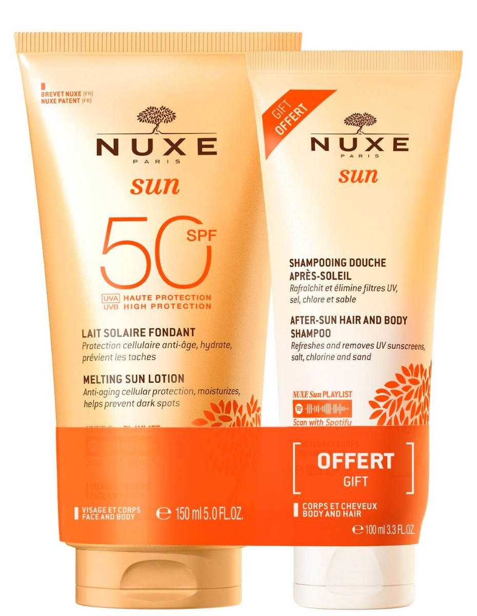 Nuxe Sun - Zestaw (Mleczko do opalania tuba SPF50 150ml + Żel pod prysznic 100ml)