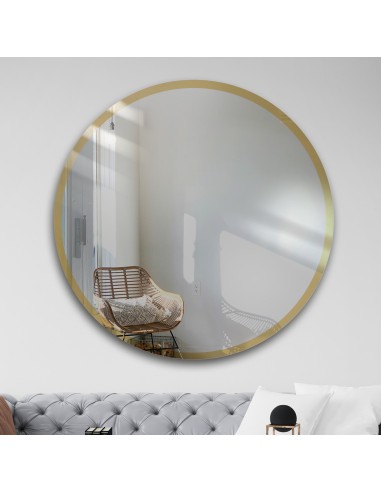 Okrągłe lustro w ramie złoty połysk - BELLA, Dostępne wymiary: Średnica 70cm