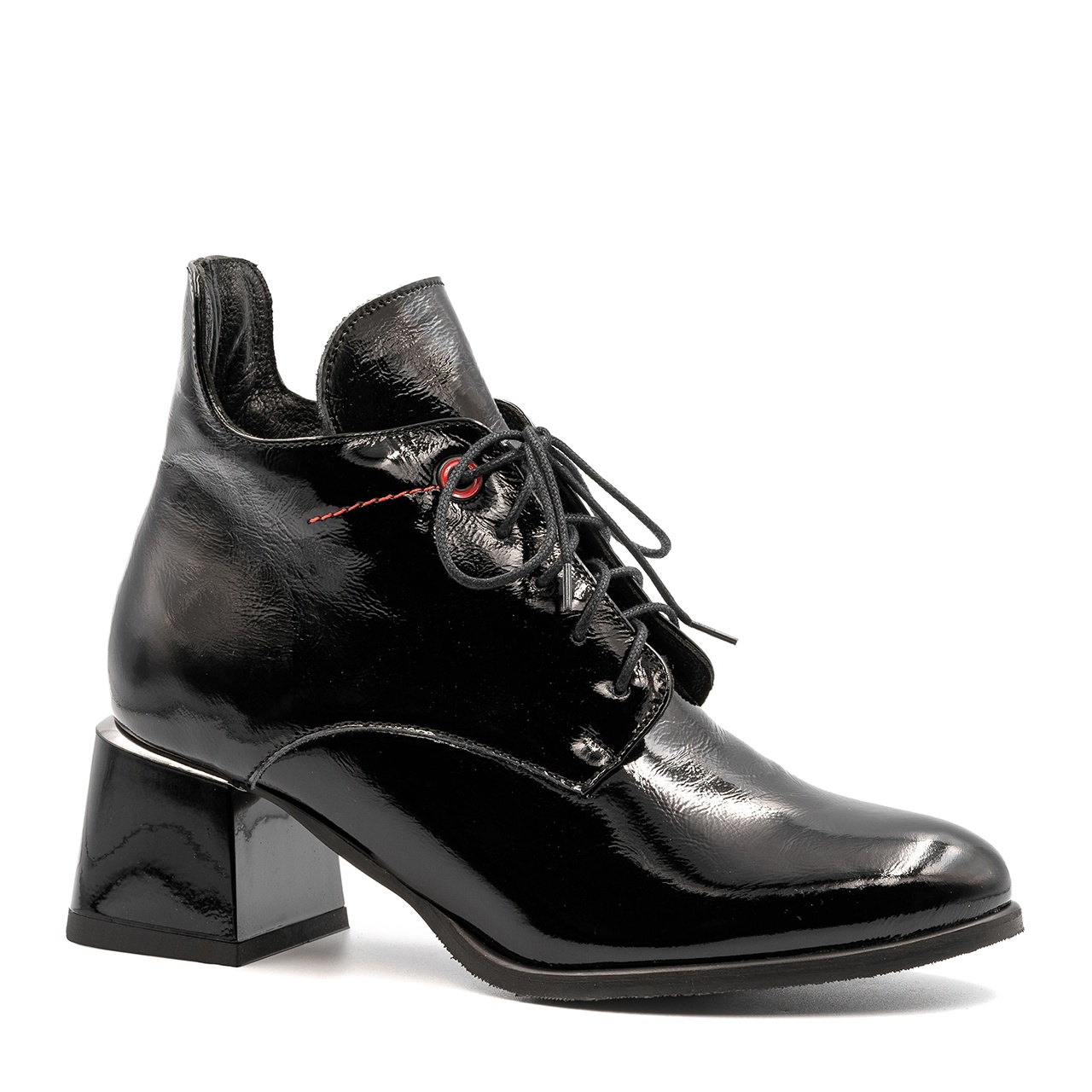 Czarne lakierowane botki LM60361 - Neścior