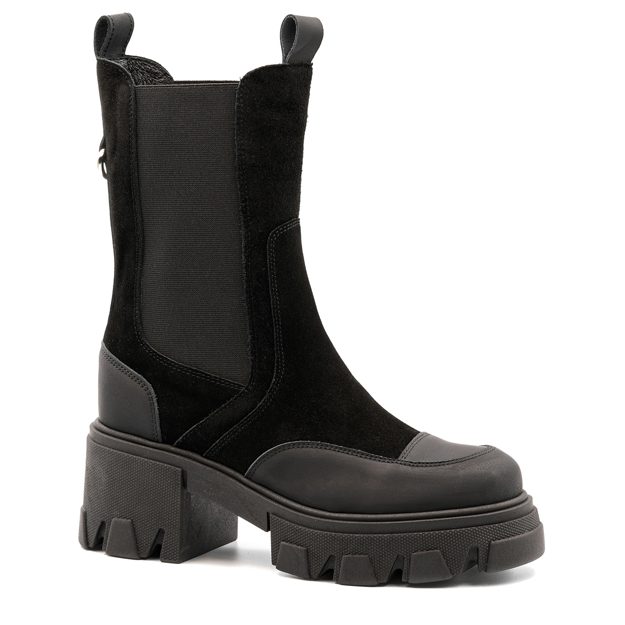 Czarne welurowe botki CB2982/034 - Neścior