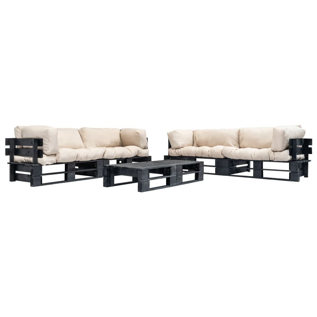 vidaXL 6-cz. zestaw ogrodowy, palety z drewna FSC, piaskowe poduszki