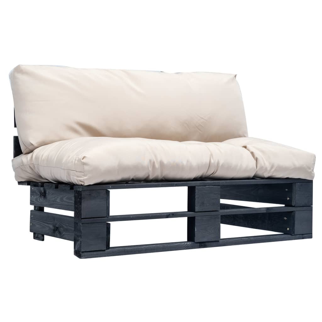 vidaXL Sofa ogrodowa z palet z piaskowymi poduszkami, sosna FSC