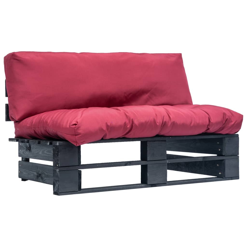 vidaXL Sofa ogrodowa z palet z czerwonymi poduszkami, sosna FSC