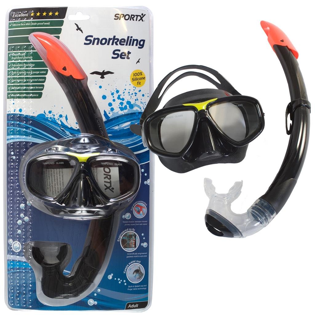 AK Sport Zestaw do  dla dorosłych sportx Adult fajka do nurkowania Excel snorklowania, wielokolorowa, One Size 0768001